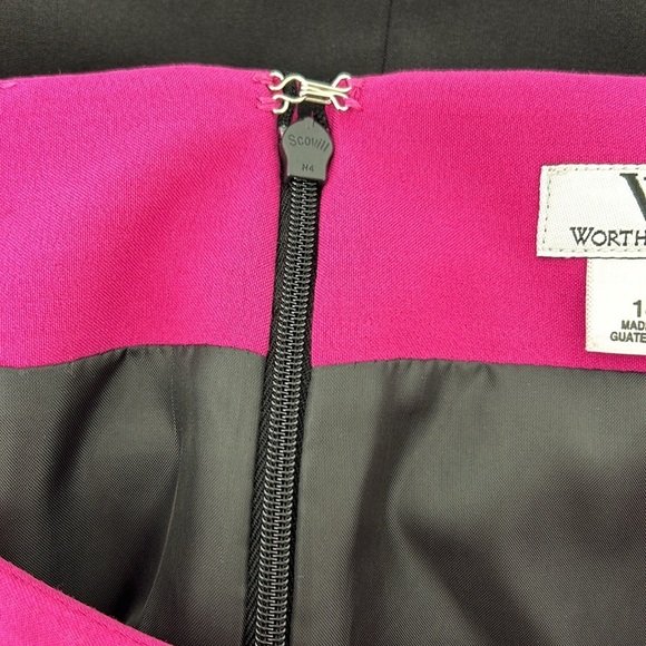 Worthington Art Deco Pencil Skirt Lined Zipper Size 14 Office Polkadot Work Suit - Picture 9 of 16